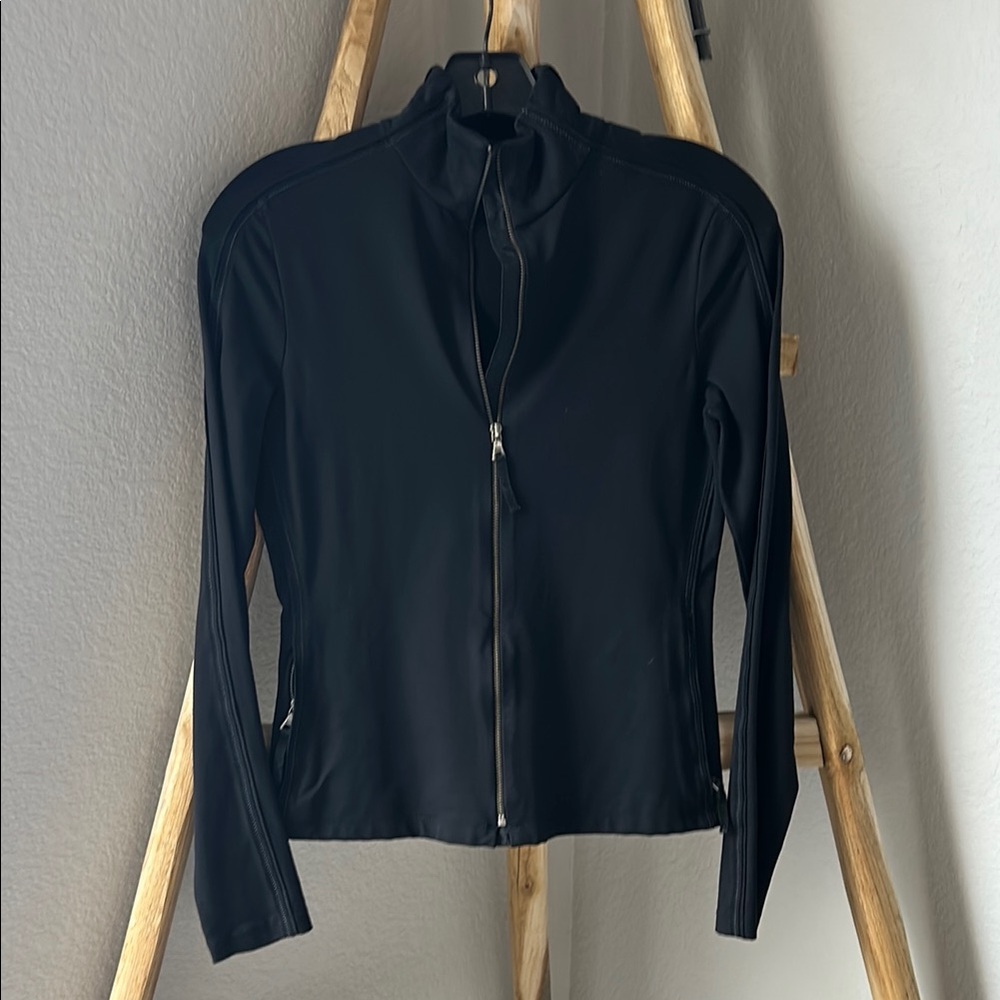 Elie Tahari Black Athletic Full Zip Jacket